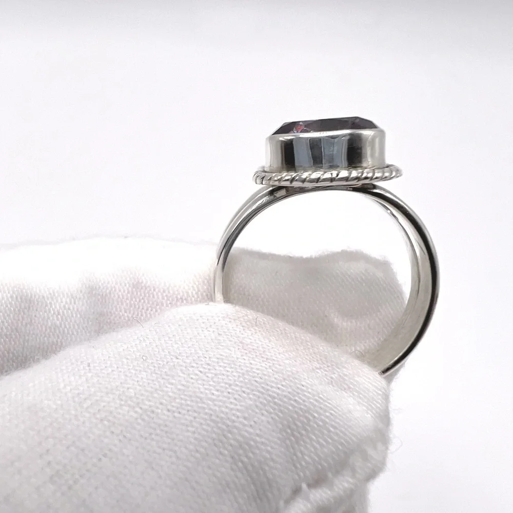 Genuine Faceted Amethyst Oval & Tear Drop .925 Sterling Silver Ring - Picture 10 of 17